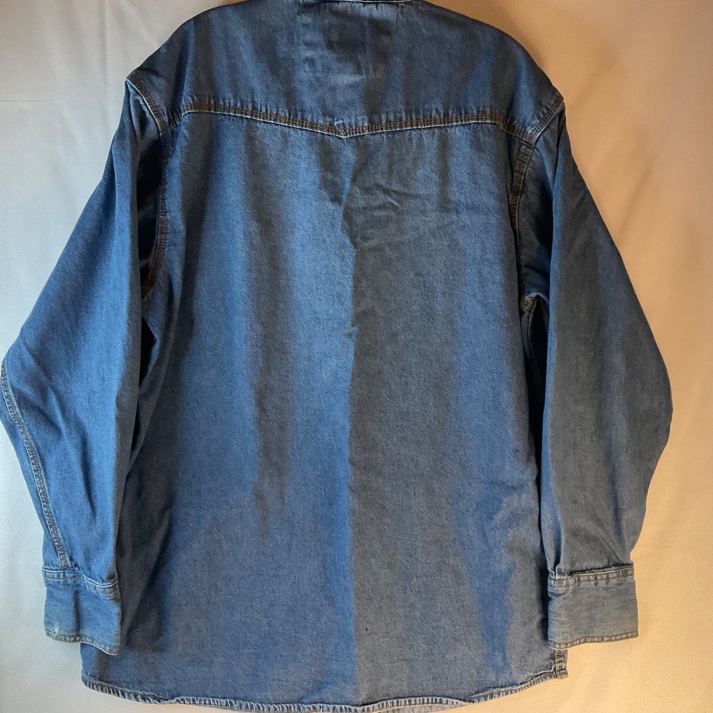 SALE‼️KEY MENS VINTAGE DENIM PEARL SNAP 100% COTTON WORKSHIRT SIZE LARGE/TALL - Picture 4 of 9